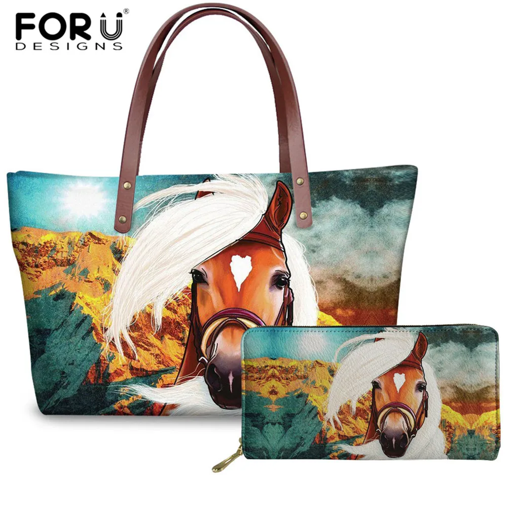 FORUDESIGNS/3D мультяшная лошадь черный принт с животными брендовая Дизайнерская