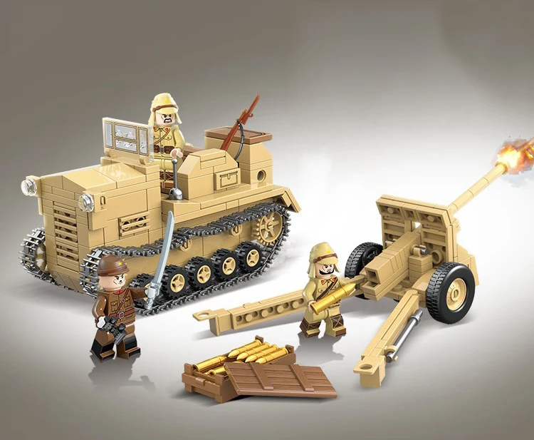 Мировой войны Военный 98 4T движущей силой SHI-KE w/Тип E90 75 мм поле пистолет batisbricks мс блок ww2 Япония армии цифры Кирпичи Игрушки