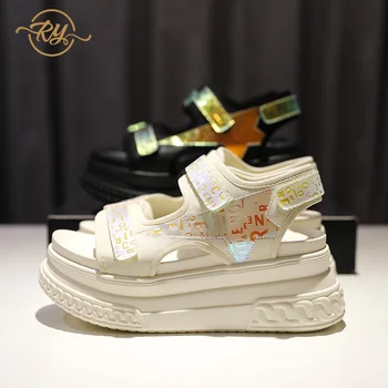 

RY-RELAA sandals women gladiator sandals women 2020 Summer new Genuine Leather luxury shoes women ins woman sandals 2020 summer