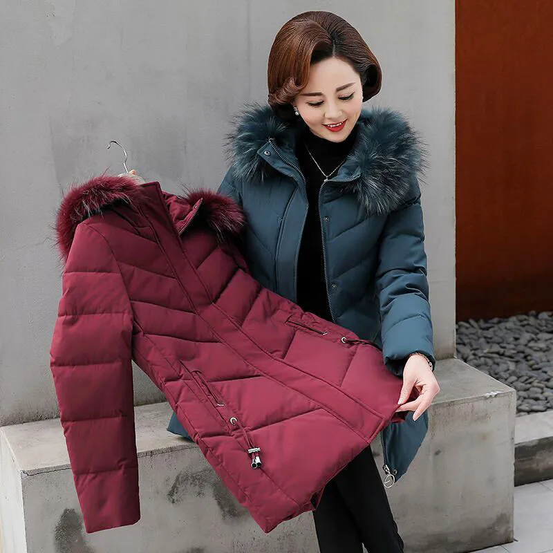 Women Parkas Winter Coats Hooded Thick Cotton Warm Female Jacket Fashion Mid