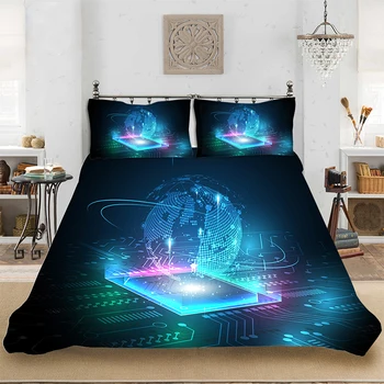 

Bedding set Bedclothes Include Duvet Cover Pillowcase Print Home Textile Bed Linens Laser Earth Comfoter Soft King-Full Size