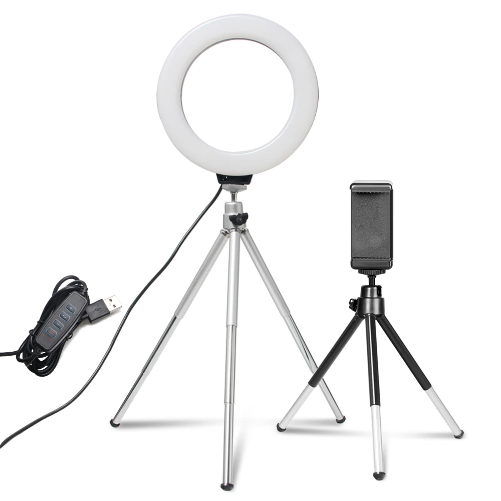 6inch Mini Selfie Ring Light Desktop LED Lamp Video Light With