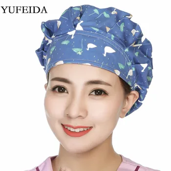 

Unisex Adjustable Scrub Cap Sweatband Bouffant Hat Women Men Cute Pattern Beauty Personal Care Reuseable Surgical Cap Head Cover