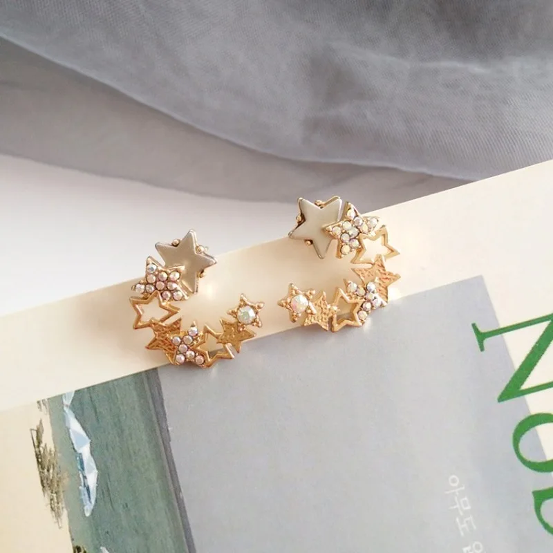

Korean Temperament Sweet Rhinestones Star Stud Earrings Fashion Exquisite Girl Women's Accessories Jewelry