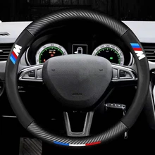 

Carbon fiber Steering Wheel Covers Soft Anti-Slip Car steering-wheel Covers for BMW X1 X3 X5 X6 E46 E39 E90 E36 E60 E34 E30 F30