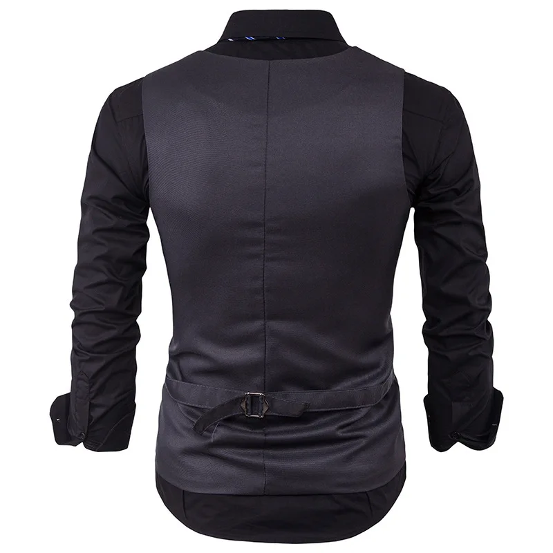 Стиль Мужская мода Slim Fit однорядные три пряжки сплошной цвет джентльмен костюм жилет M16