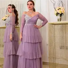 Женское вечернее платье, с рукавом, со складками, длина до пола, длинный рукав, 3 цвета, розовый, v-образный вырез, бисер, блестящее, на заказ, женское вечернее платье