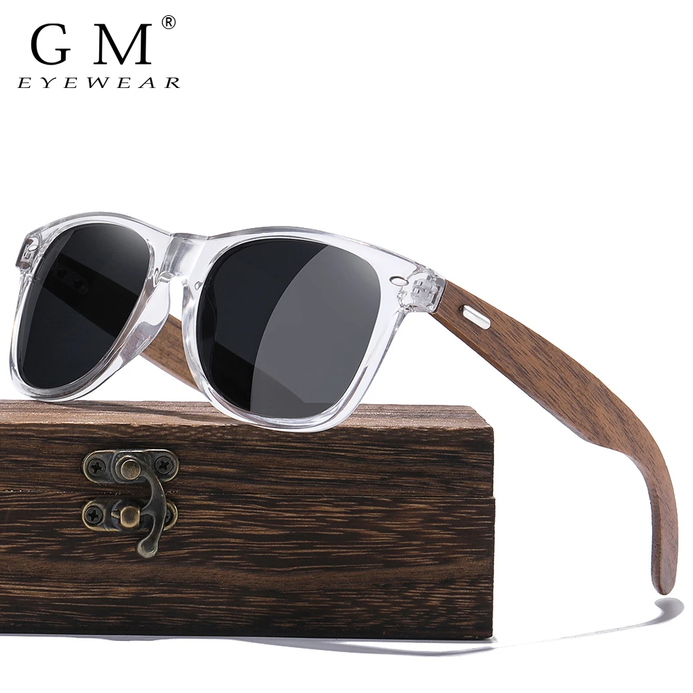 big frame sunglasses GM Brand Transparent Color Frames Sunglasses Men Women's Polarized Delicate Fashion Handmade Wood Sunglasses With Box ladies sunglasses