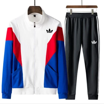 

Men's Gym TrackSuit Sport Jacket Suit Set Trousers Jogging Bottom Top Sweatsuits Blazer Train track suit White Red