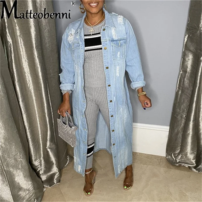 Autumn Women Sexy Ripped Denim Jackets 