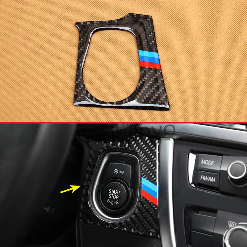 Накладка кнопки запуска двигателя из натурального углеродного волокна для BMW 3 4