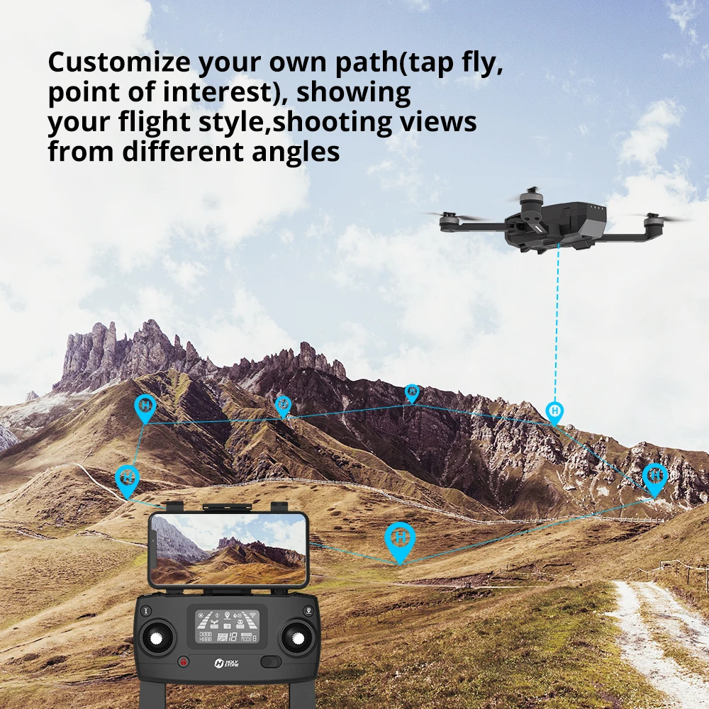 Customize your own path(tap fly, point of interest), showing your flight style,sho