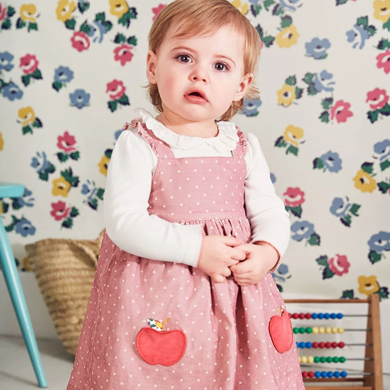 Apple Appliques Девочки одеваются Little maven Марка Осень Малыша Элегантное платье для детей