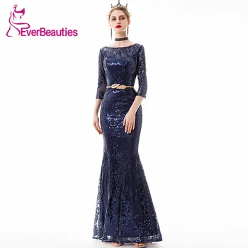 

Mermaid Evening Dress 2020 Robe De Soiree Long Sequins Formal Dress Women Half Sleeves Abendkleider