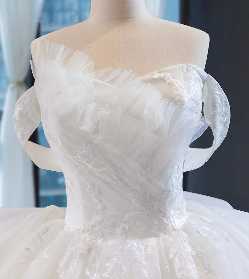 J66955 jancember бальное платье платья с вуалью без бретелек с открытыми плечами с аппликацией белое скромное свадебное платье robes de mari e