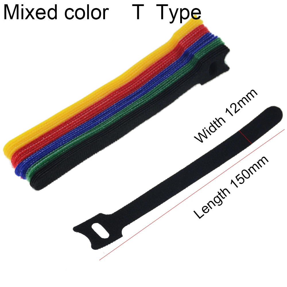 12*150 mm 60 pcs T-type Velcro cable tie wire storage cable computer data