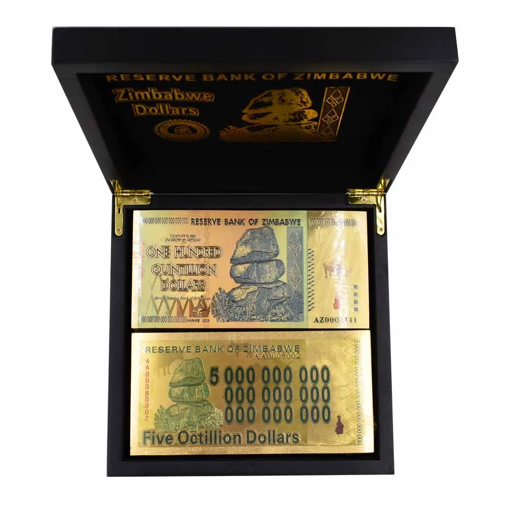 10 pcs/lot  Zimbabwe100 Quintillion Dollars Gold Banknotes for collection 