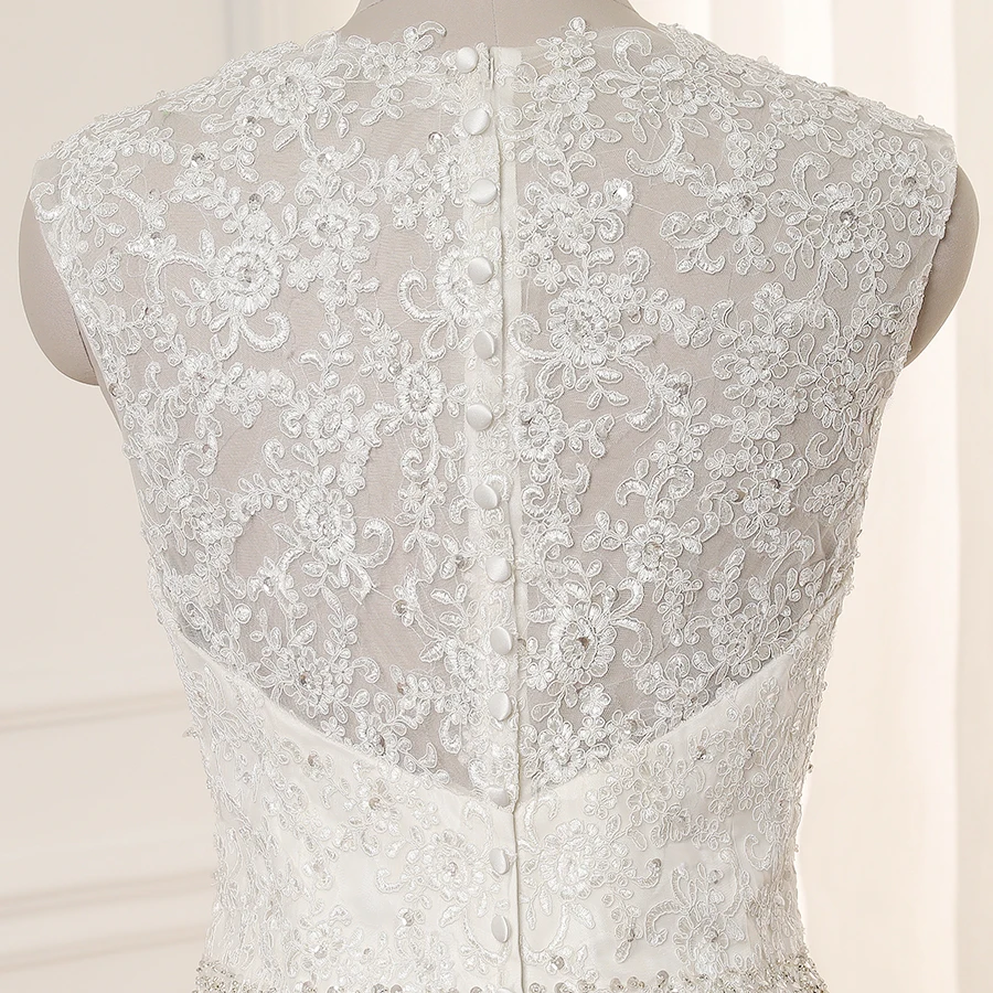 ADLN свадебное платье Vestido De Noiva с рукавом-крылышком и аппликацией из бисера, Тюлевое свадебное платье для невесты, платье на молнии сзади