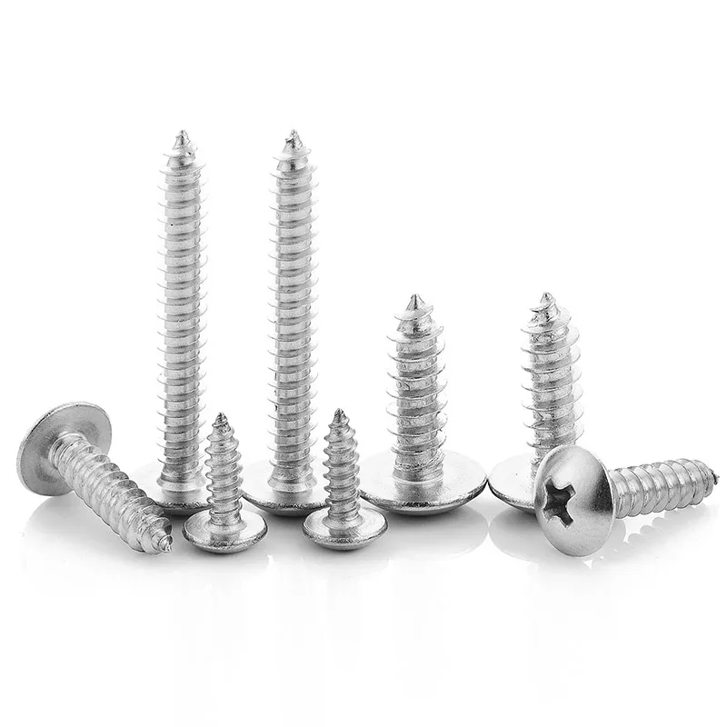 NINDEJIN 20/55pcs Cross Recessed Truss Head Self-tapping Screw 304 Stainless Steel M3 M4 M5 M6 Phillips Mushroom Head Wood Screw