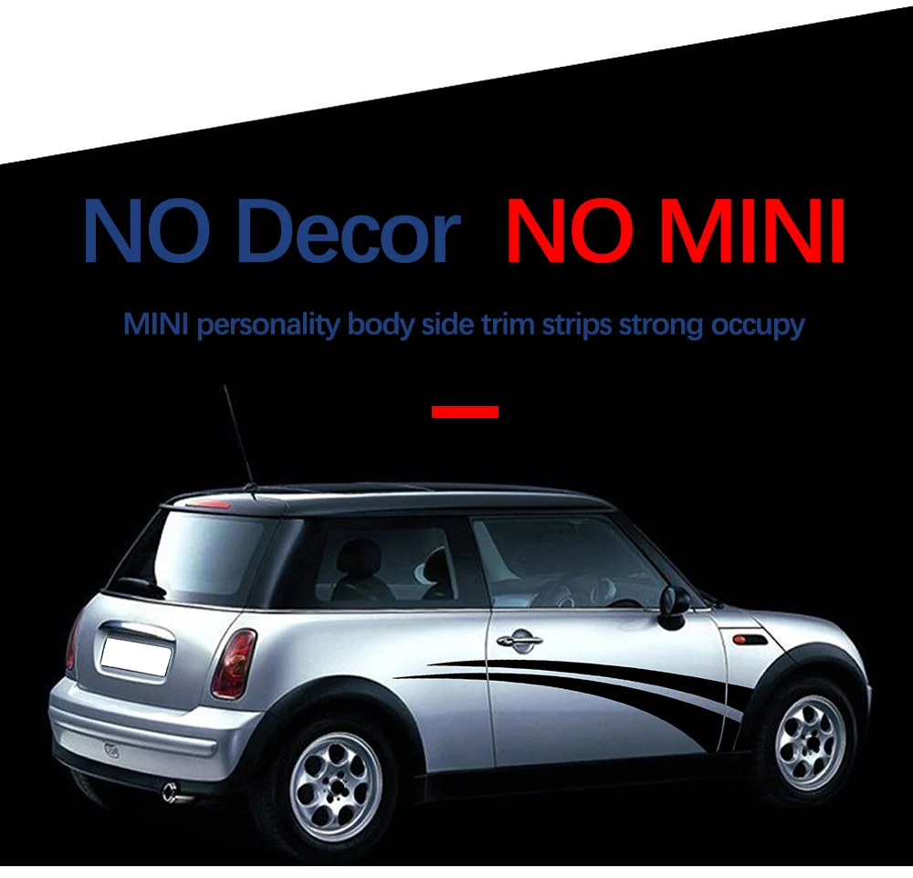2X креативная виниловая наклейка на дверь автомобиля в полоску для MINI Cooper S R50 R52 53 One JCW аксессуары