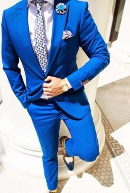 Последние королевские синие мужские костюмы 2 шт. на заказ свадебные смокинги для жениха вечерние мужские костюмы пиджак+ брюки