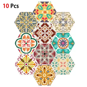 

10PCS Six-sided Tile Stickers Bathroom Kitchen Home Non-slip Floor Stickers DIY Splicing Wall Stickers