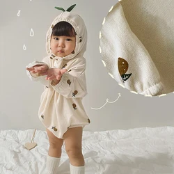 Barboteuse à manches longues pour bébé, vêtements de printemps pour nouveau né, combinaison à capuche 3 24M 