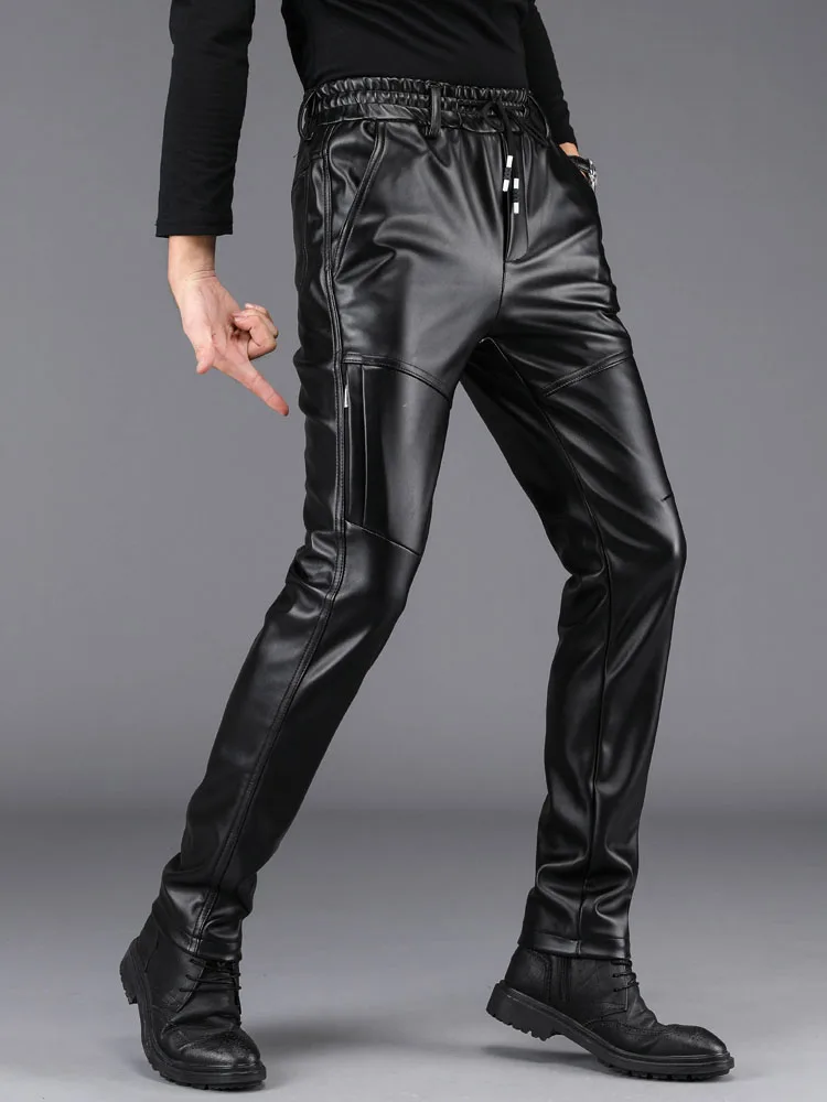 Description Picture 3 of itemIdopy Men`s Military Style Faux Leather Pants Side Zipper Cargo Pocket Plus Size 28-40 Army Tactical  Warm Winter PU Trousers