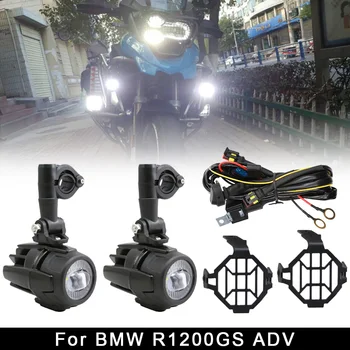 

Motorcycle LED Auxiliary Fog Lights With Protector Cover Wiring Harness For BMW R1200GS ADV Moto LED Auxiliary Light