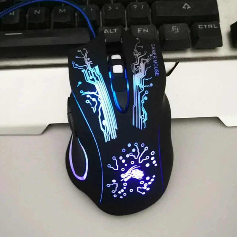 digital mouse Wired computer mouse game mouse USB 4000DPI 6-key ergonomic optical mouse 4-speed mouse office backlit mouse desktop mouse Mice