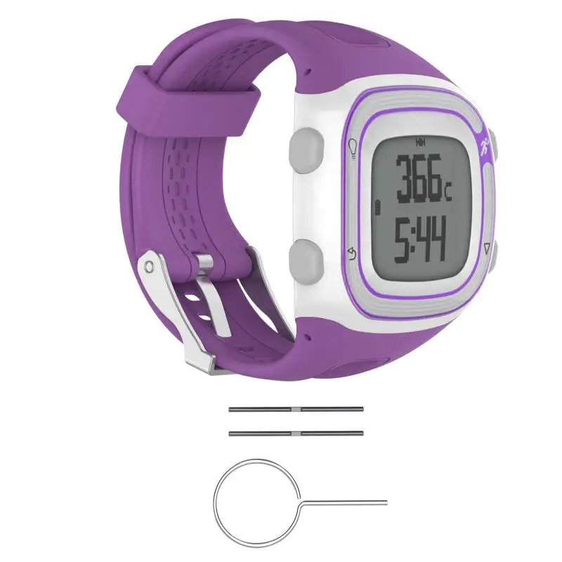 Purple 8 цветов для Garmin Forerunner 10 15 спортивный силиконовый браслет ремешок для часов сменный Браслет с инструментом Прямая поставка - Цвет: Purple