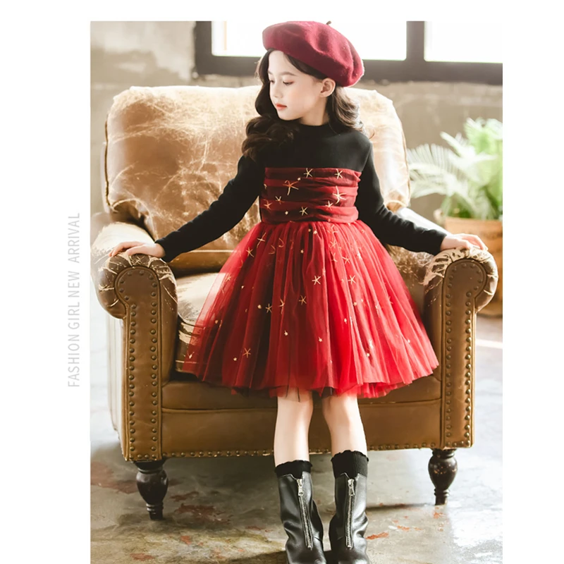 Owligbaby/ красное бальное платье; платье для свадебной вечеринки; Vestidos; платье принцессы для девочек; однотонная Одежда для девочек; рождественское бархатное Сетчатое платье