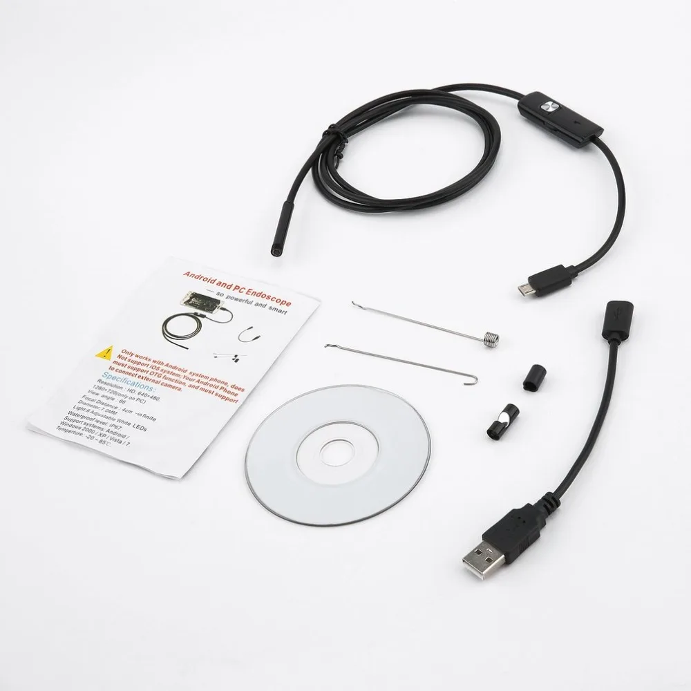 LESHP 6LED 1/1. 5/2/3,5 м 5,5 мм объектив эндоскоп водонепроницаемый IP67 инспекционный бороскоп для Android PC USB Кабельный эндоскоп