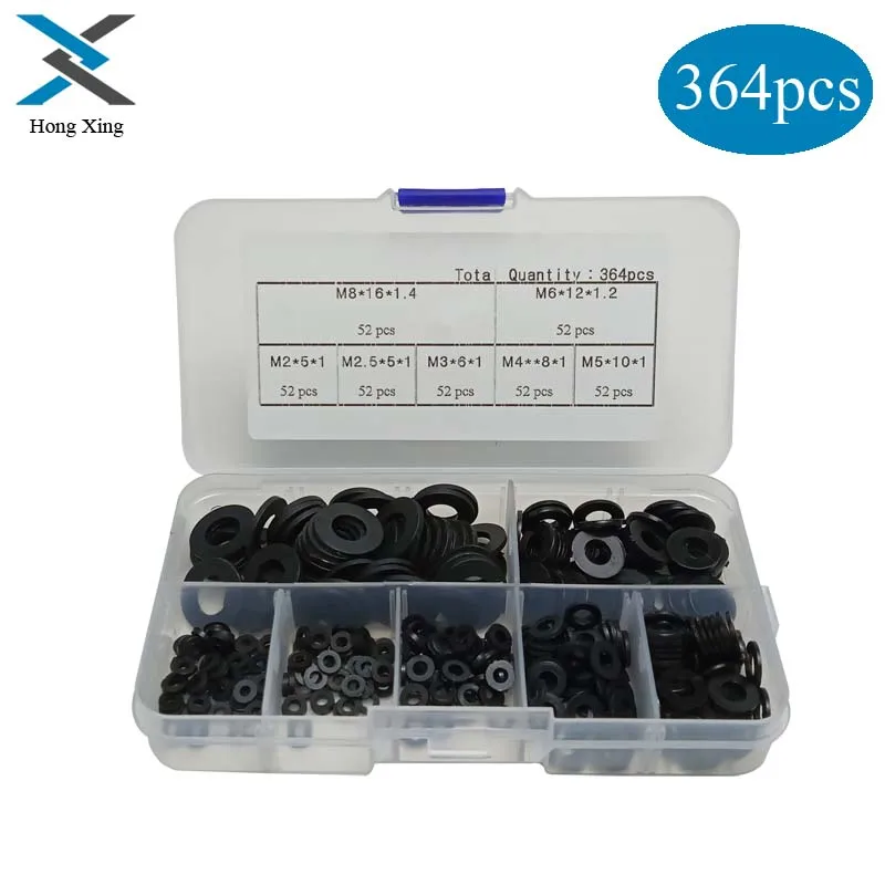 m2,m2.5,m3,m4,m5,m6,m8 Screw//Bolt 250Pcs//Lot Nylon Flat Washer Assortment Kit