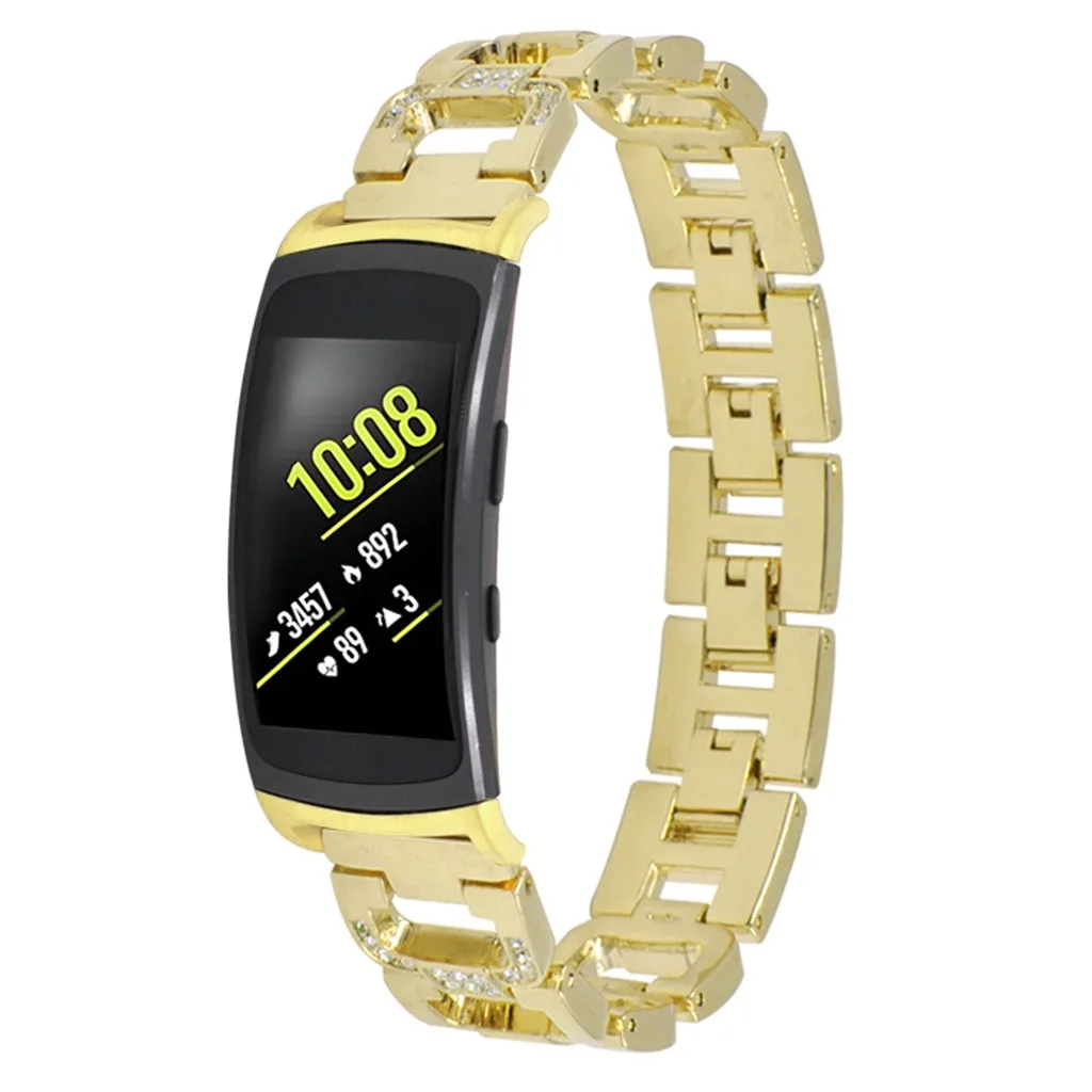 Бар сверло бралет Смарт часы ремешок для samsung gear Fit 2/Fit 2Pro унисекс роскошный ремешок для часов розовое золото подарок