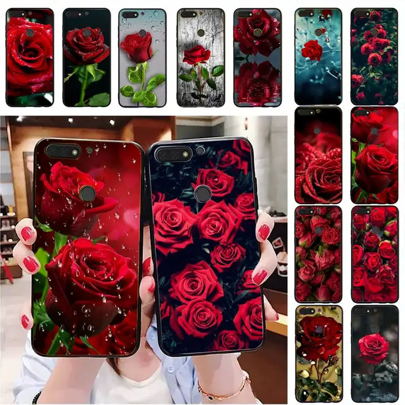 Чехол для телефона Huawei Honor 7A 8X 9 10 20 lite 10i 20i 7C 8C 5A 8A Play 9X pro Mate с яркими красными розами