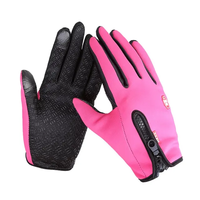 Unisex Touchscreen Winter Thermal Warm Cycling Bicycle Bike Ski Outdoor Camping Hiking Motorcycle Gloves Sports Full Finger Pink