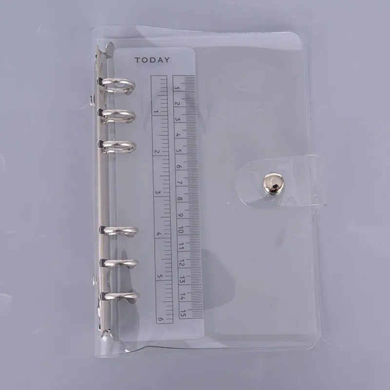 Carpeta de plástico transparente de PVC para Agenda escolar, carpeta de suministros de oficina, A5/A6/A7, cuaderno, anillo de hoja suelta