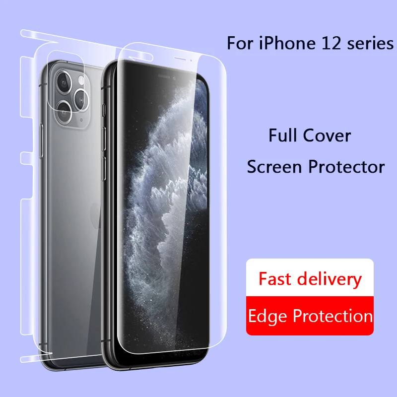 Передняя + задняя защита всего тела для iPhone 12 Pro Max матовая полная крышка края мини
