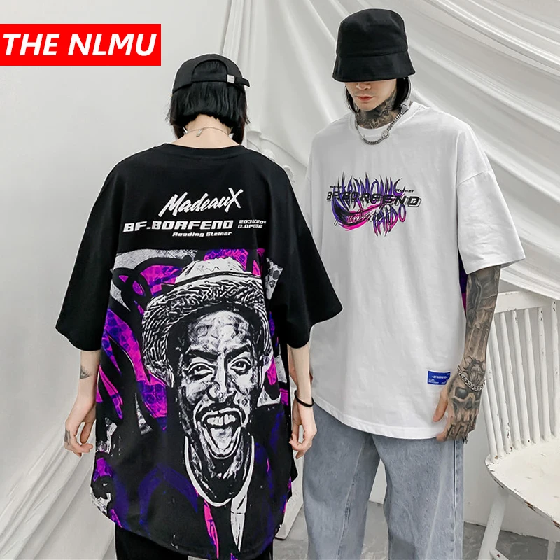 Mens Harajuku T-shirts funny Print Short Sleeve T Shirt Hip Hop Streetwear 2020 Summer Men Casual T-Shirt Tops Tees Black WG799