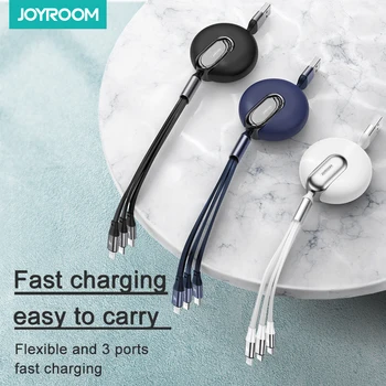 

Joyroom 3 in 1 USB Type C Micro USB Cable Type-c USB C Cable Retractable Portable Charging Cable For Mobile Phone Fast Charging