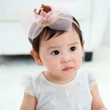 

Girls Large Chiffon Bow knot Headband With Satin Crown Baby Newborn Hair accessories Infant Birthday Headwear Children Hairbands