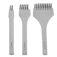 Botique-3.38Mm White Steel Flat Chisel Leather Craft Tools Hole Punch Kit Diy Tool 2 Prong/5 Prong/10 Prong(China)