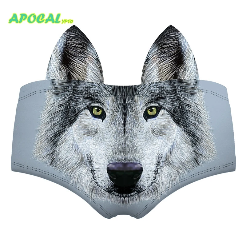 APOCAL образец 3D принт Забавный Для женщин трусики животных женское нижнее белье, трусики с ушами свинья Единорог тигра волка, сексуальное женское нижнее белье "кошечка"