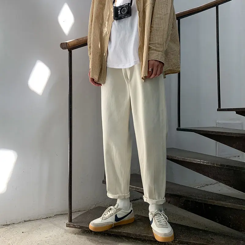 

Autumn Korean Style Straight Jeans Men's Fashion Solid Color Casual Retro Jeans Men Streetwear Loose Hip-hop Denim Trousers Mens