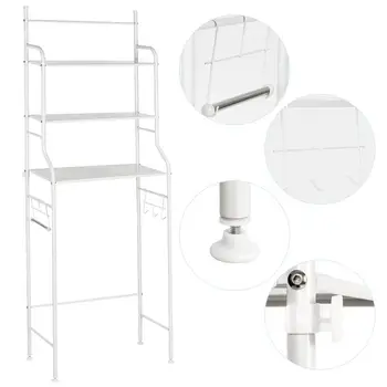 

Toilet Shelf With Towel Hook On The Side Of The Three-layer Storage Rack Space Saving Bathroom Storage Accessories Organizer HWC