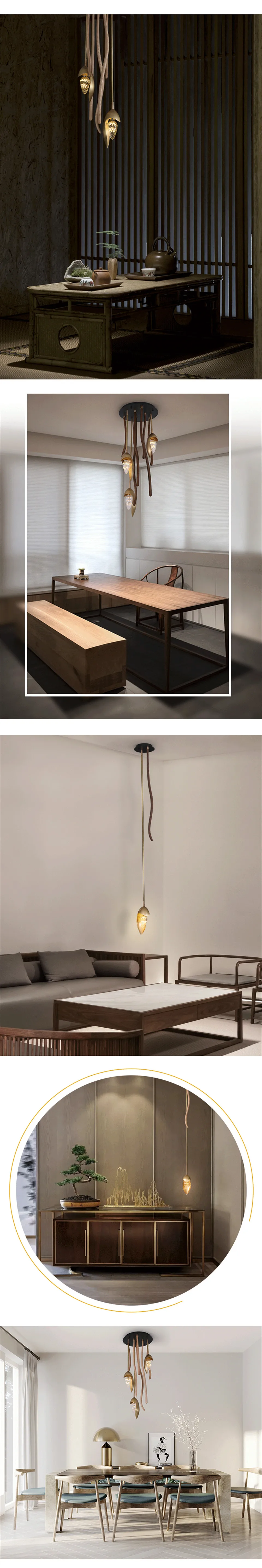 Китайский стиль Медные подвесные светильники деревянный подвесной светильник простой подвесной светильник гостиная спальня столовая подвесные светильники для отеля