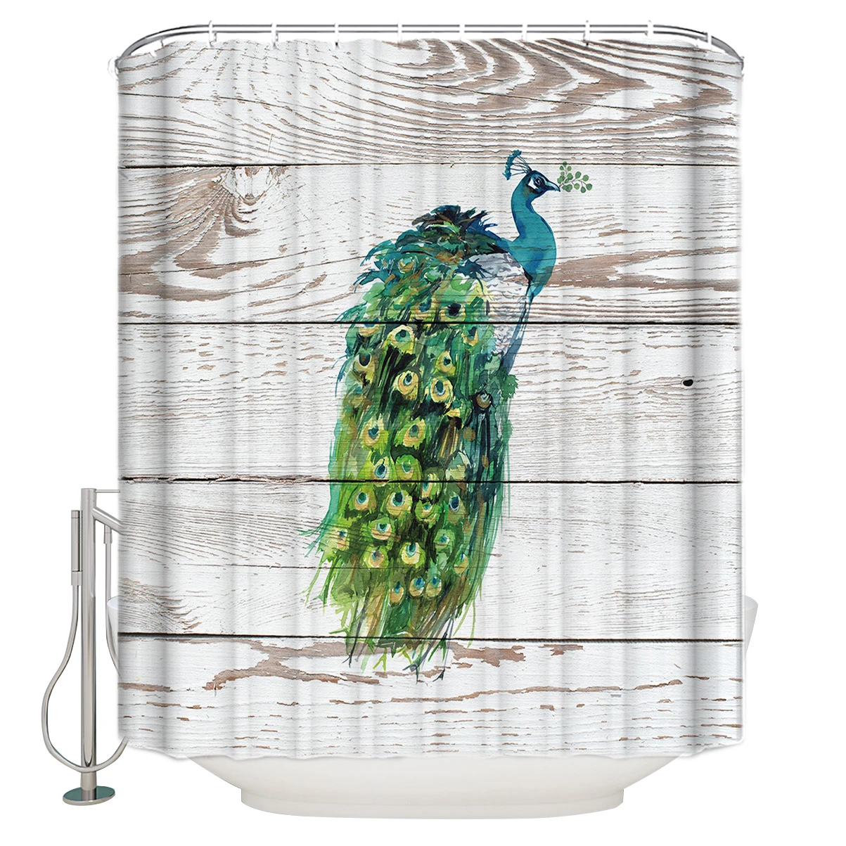 Peacock Open Screen Wooden Texture Background Bathroom Accessories Waterproof Bathroom Shower Curtain With Hook Accessory Shower Curtains Aliexpress