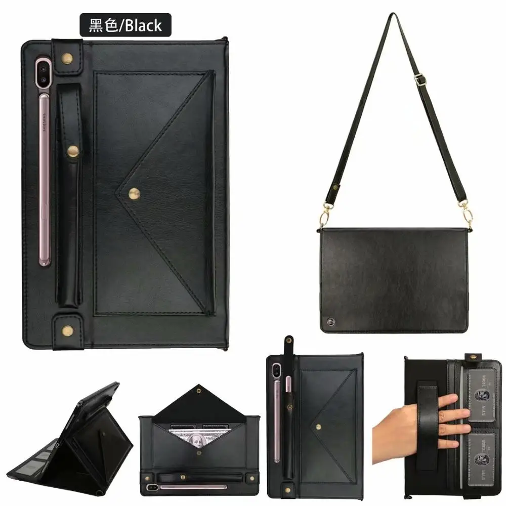 

Envelope Card Solts Shockproof Magnetic Auto Flip Case For Galaxy Tab S6 T860 Stand With Pen Holder Leather Smart Cover For T865