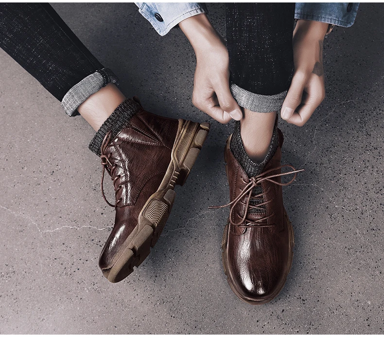 Мужские повседневные ботинки; уличные кроссовки; полуботинки martin; zapatillas hombre; Высококачественная кожаная мужская обувь; chaussure homme